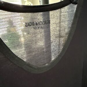 Zadig & Voltaire Black V-Neck Sheer Tee